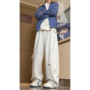 A2003TP55控98-夏季新款2025潮流飘带设计感裤子男宽松垂感休闲裤图片