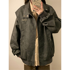 中性做旧面料字母刺绣皮衣金属装饰大码M-5XL夹克JK77861P85控158，男装皮衣，星座227-7