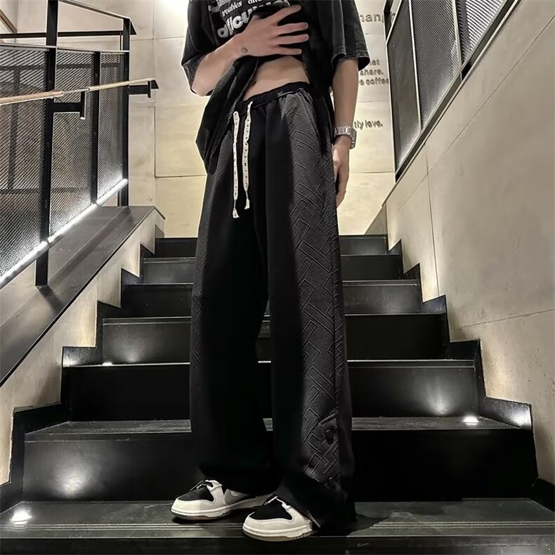 美式复古裤子重磅排扣开叉男款卫裤高街垂感休闲长裤GK2808-P41,男装休闲裤,星座1109-3