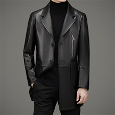 DLSN-G22001海宁皮衣男小牛皮风衣外套韩版修身商务男装P1250，男装皮衣，电商B360