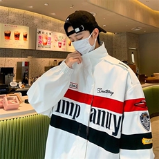 情侣装美式复古机车服外套男春秋季款刺绣小众超火潮夹克W201，男装夹克，星座1116A-1（原606A）