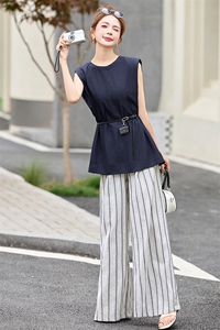 高端欧货牛仔套装女2025年夏季新款气质高级感马甲阔腿裤两件套图片