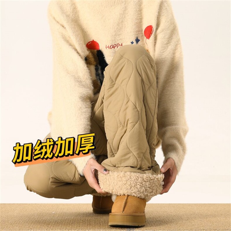 新款冬季加绒加厚纯色保暖棉裤居家休闲男女同款B4556/P53，男装棉裤，星座506