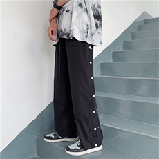 侧边排扣裤子2021男设计感直筒oversize高街vibe工装裤K674-P35，男装休闲裤，星座512-2