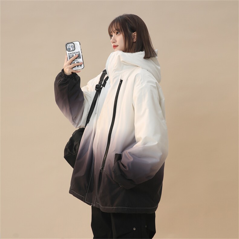 渐变三防户外冲锋衣内里600克仿兔毛潮牌棉衣XZ301AY08P128，男装棉衣，星座301A