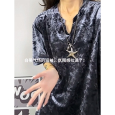XZ809A/DX263/特P19/控38高级感钻石绒V领短袖T恤，男装T恤，星座809A(原222-1)