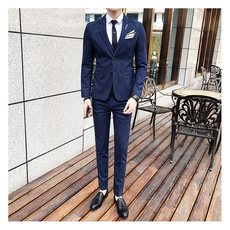 条纹男装西服套装三件套商务礼服1012-W8008,男装西服套装,星座1012