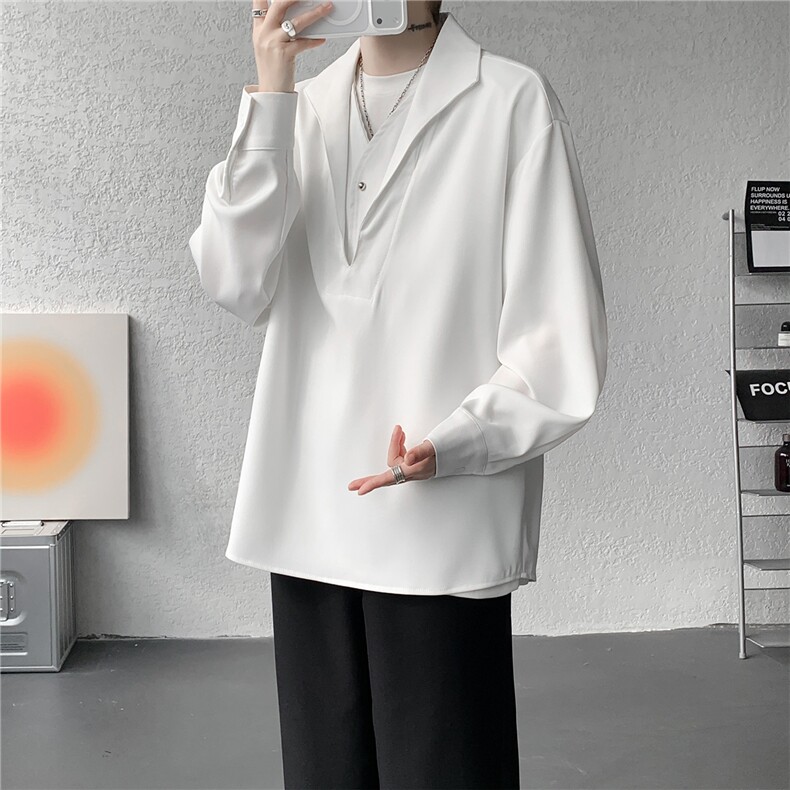 男士春秋免烫新中式男装套头衬衣男士短袖POLO衬衫男款休闲上衣，男装T恤，电商B319