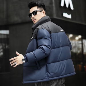 90%白鸭绒中年羽绒服夹克男士立领青年面包服羽绒服外套大衣图片