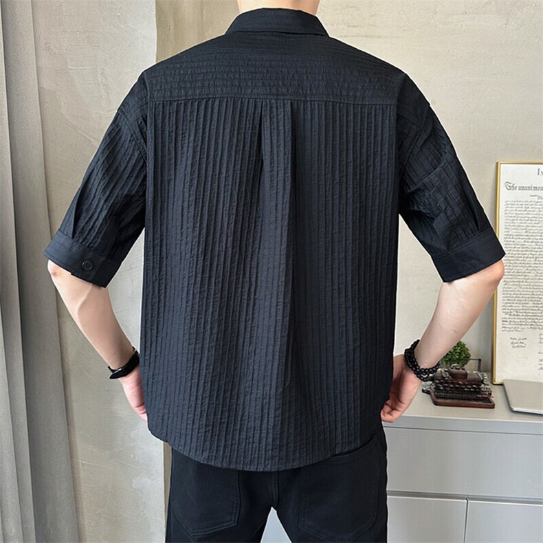 2025新款夏季短袖衬衫男冰丝薄款透气男装衬衣A313-W8015-P75,男装T恤,电商A313