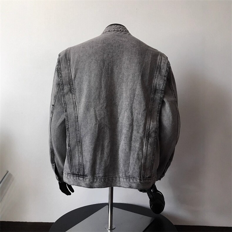 得物品质秋款男牛仔夹克衫机车立领宽松外套JK8636P75,男装工装外套,星座1013-1