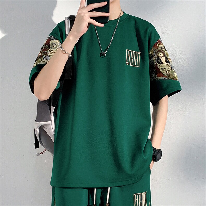 夏季男士小熊刺绣T恤圆领个性青年上衣男士体恤A266-T188-P22,男装T恤,电商A266