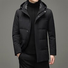 21新款中年羽绒服可脱卸帽男中长款休闲商务冬装外套HM2370-P305图片