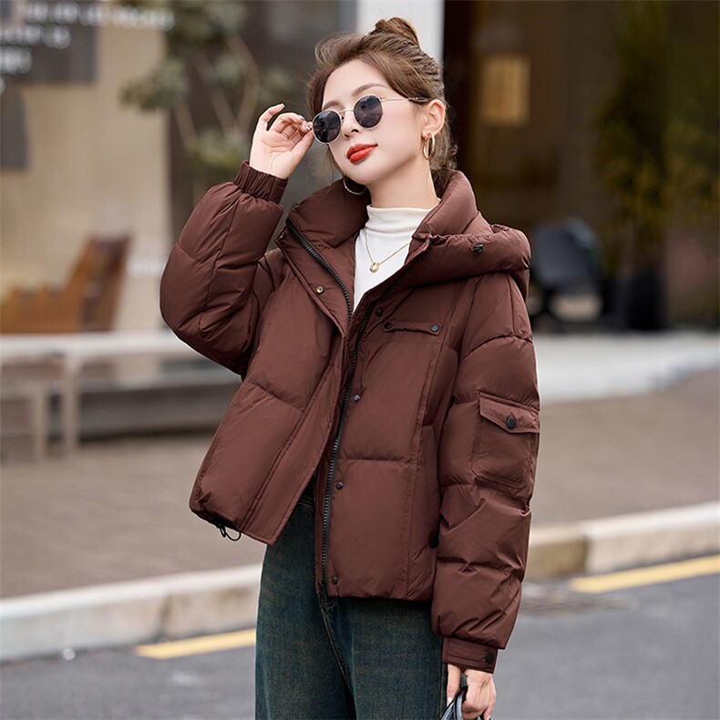 高级感超好看短款羽绒服女2024冬新款时尚小个子白鸭绒面包服外套,女装羽绒服,布芭啦