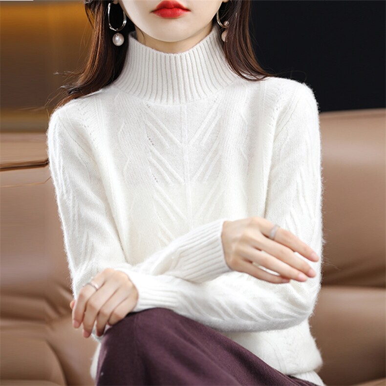 2025年秋季新款百搭女士高领长袖羊毛衫,女装羊毛衫,春贝羊绒