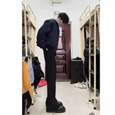 W10811-P35网图现货美式高街廓形西裤休闲裤直筒微喇裤子，男装西裤，星座1608