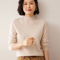 2025秋冬新款女士12针平面半高领衫，女装羊绒衫，拓驰羊绒