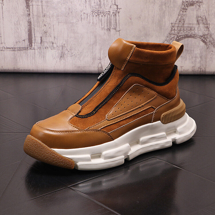 A1071-P285高帮鞋男冬季厚底潮流休闲短靴复古保暖老爹鞋，男鞋靴子，星座1407-6