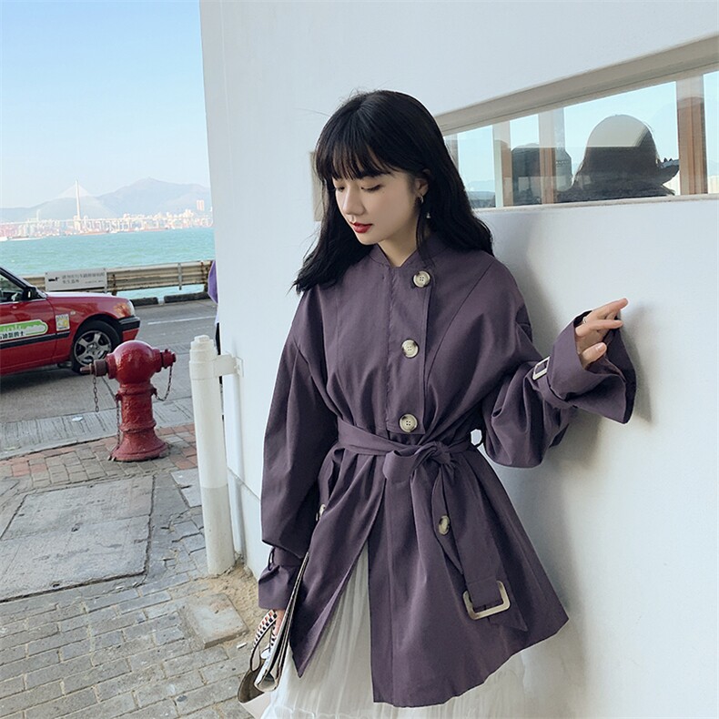 大货已出20秋款温柔简约香芋紫风衣262A-S057-P115-K168,女装风衣,Yologo