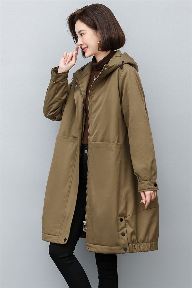 派克服棉衣中长款2022年新款加绒加厚妈妈大码宽松外套,女装派克服,忆绮罗