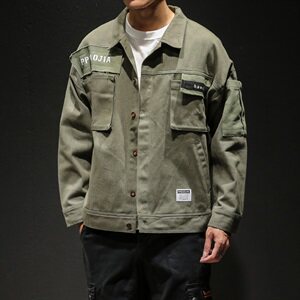 2021春秋季新马切达日系潮男大码贴布工装翻领夹克外套J972-P65图片