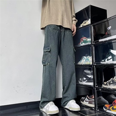 工装牛仔裤男韩版潮高街帅大口袋2024秋冬新款Y9094-P60，男装牛仔裤，星座1109-3