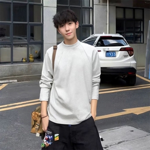 抖音得物品质26春装美式高街曼巴棉螺纹拼接卫衣圆领长袖T恤YT164图片