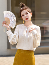 新中式衬衫女春秋2025新款洋气高端长袖衬衣减龄女士上衣，商品下架区，秀美人生