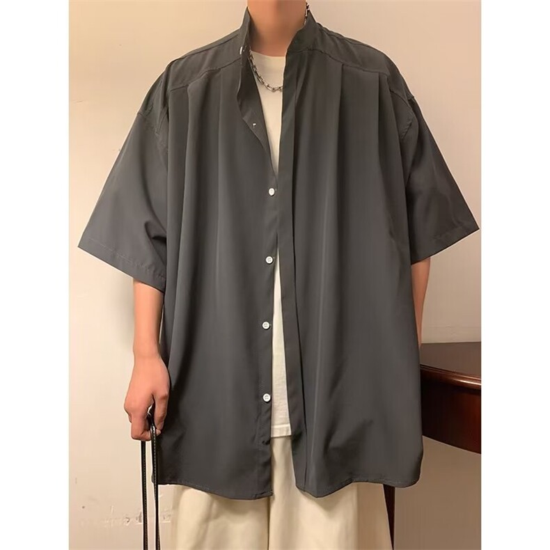F184-P312024夏季新款慵懒百搭原宿风衬衫日系气质五分袖男现货,男装衬衫,星座512-6