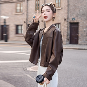 复古休闲短款皮衣外套女2025秋季新款小个子超火机车pu皮夹克上衣图片