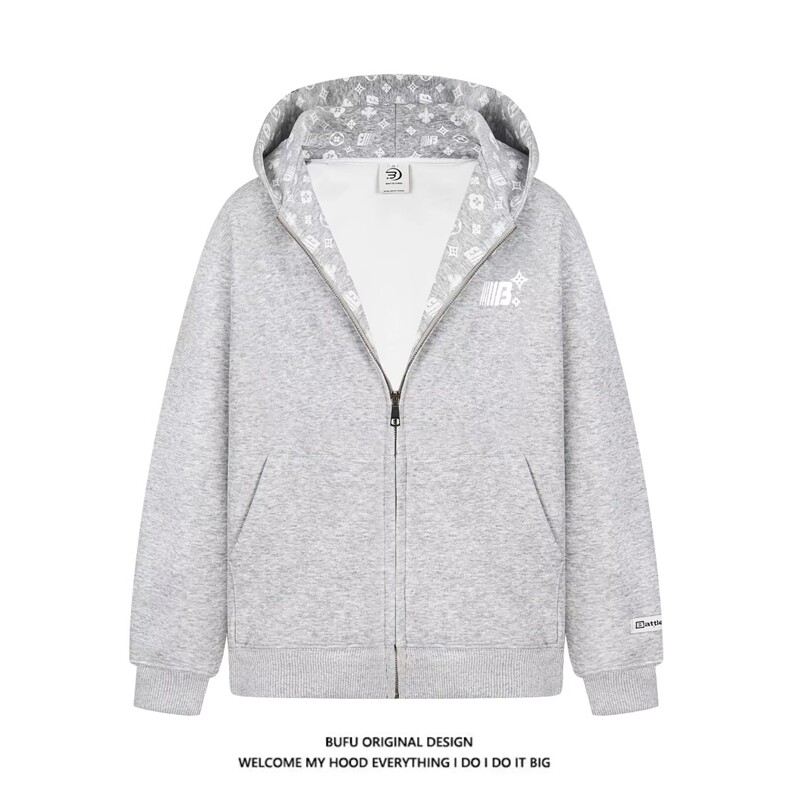 美式潮秋季开衫连帽卫衣外套男女宽松基础百搭休闲帽衫WY8061P53,女装短外套,星座1013-5