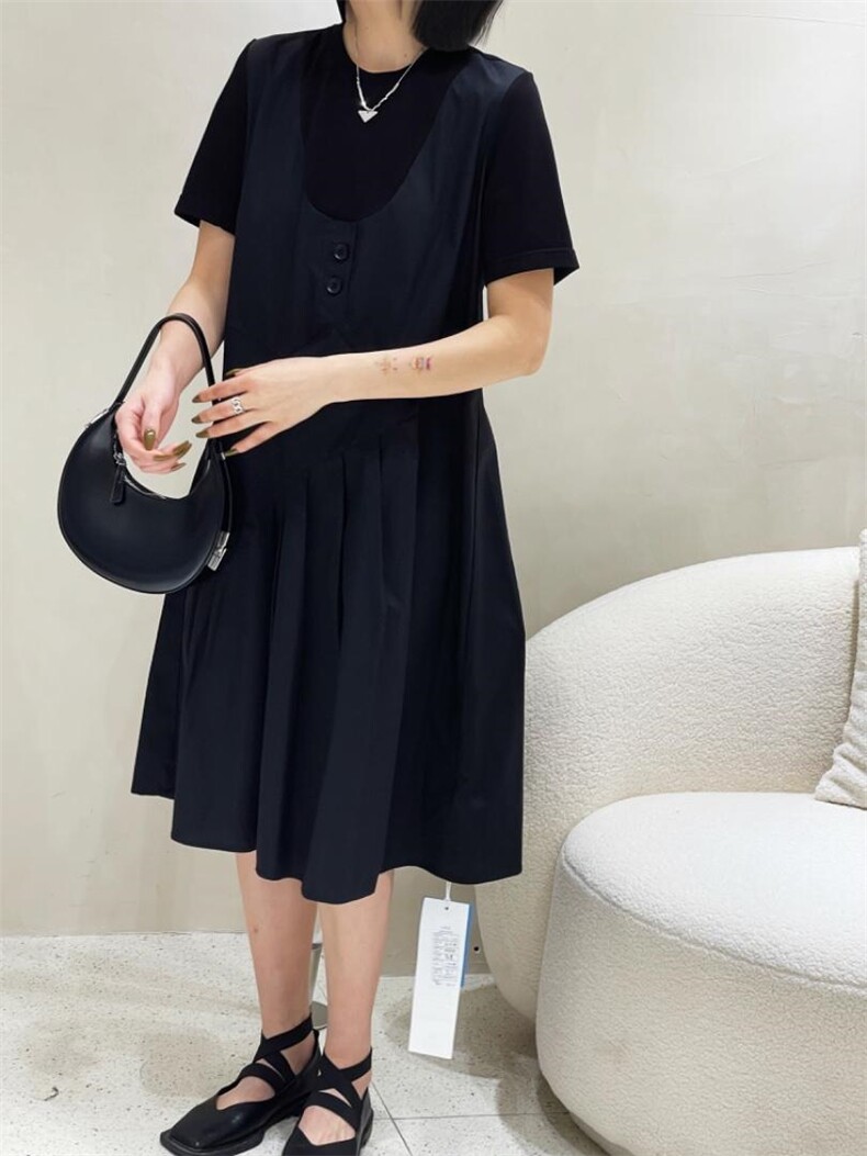 拼接假两件连衣裙，女装连衣裙，雷洛奇丽