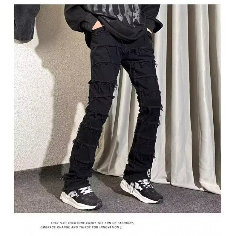 美式 糜烂破坏毛边 高街牛仔裤M5150-P60图片