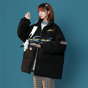 中性风22冬季新品设计感潮流印花保暖厚款立领棉衣MY7024P85控118图片