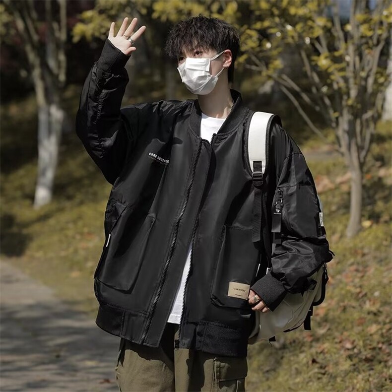 日系美式飞行员夹克男春秋季宽松工装棒球服潮牌ins百搭情侣外套,男装夹克,星座716-2