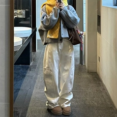 牛仔裤男女春秋新款小众显瘦高级感宽松直筒拖地弯刀裤FK09P57，男装牛仔裤，星座1013-5