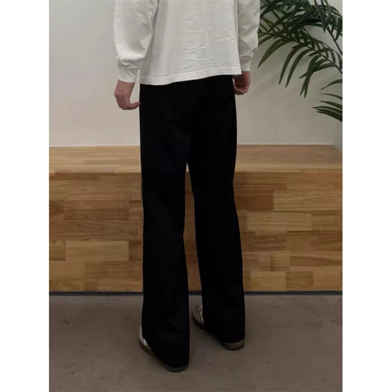 1506-1/KMN101毛呢/P59黑色弯刀微喇牛仔裤男高个子显瘦直筒裤子,男装牛仔裤,星座1506-1
