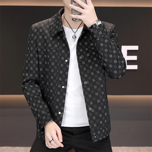 秋季高品质男式翻领夹克外套型男休闲百搭青年外套男N7908-P100图片