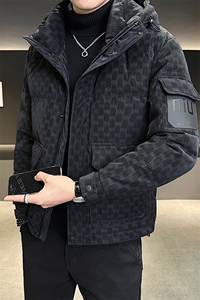 新做标50绒 男士皮羽绒服冬季2025新款连帽外套A313-9159-P225图片