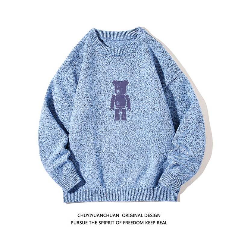 加厚加绒毛衣男大码毛线衣男针织衫M19242-P45加绒款-P65白底,男装针织衫/毛衣,电商A040A