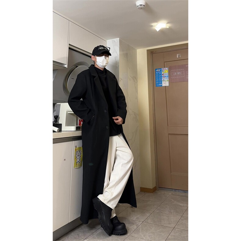 有货～冬季韩版垫肩拖地高级感超长款男女毛呢大衣外套NZ669批145,男装毛呢大衣,星座1004-6