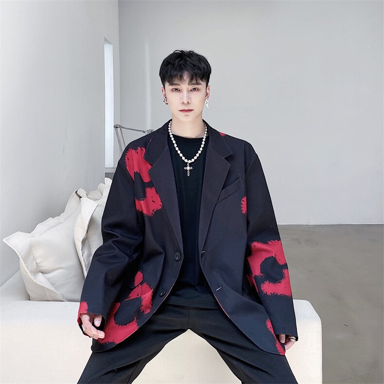 早秋走秀款花朵西服男个性潮流韩版外套上衣A452--678,男装西服,电商A452