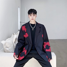 早秋走秀款花朵西服男个性潮流韩版外套上衣A452--678，男装西服，电商A452