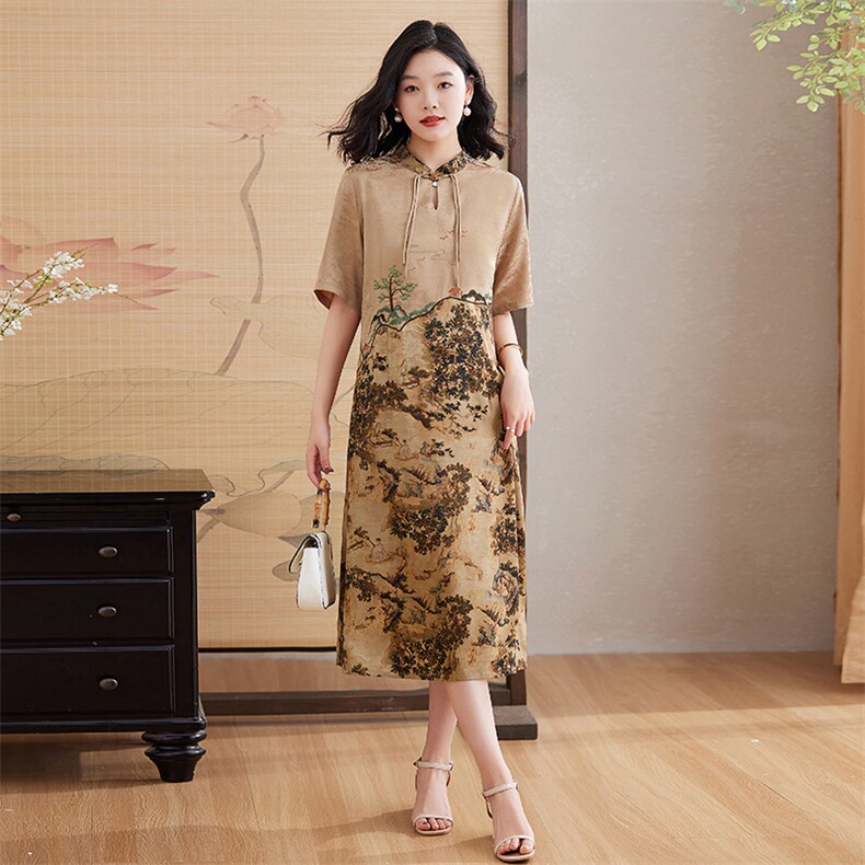 新中式国风刺绣连衣裙女夏装2025年新款复古气质广州十三行裙子女,女装连衣裙,媚琳依坊