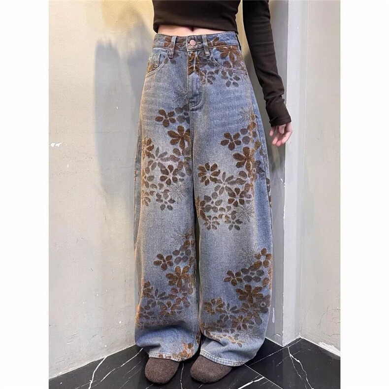 1506-1/K95681/P72个性字母牛仔裤嘻哈ins潮高街潮流痞帅长裤男女,男装牛仔裤,星座1506-1