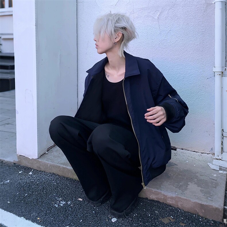 美式高街复古老钱风薄款夹克冲锋衣男女纯色休闲宽松boxy飞行外套,男装夹克,电商A443