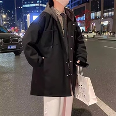 中长款风衣撞色外套男秋冬男士毛呢大衣时尚设计感夹克RR02P63，男装风衣，星座1013-5