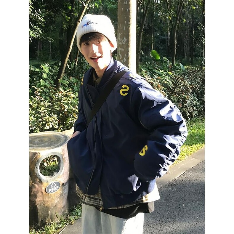 网图 字母刺绣飞行夹克棉服男春秋季美式复古棒球服MY9519-特P73图片