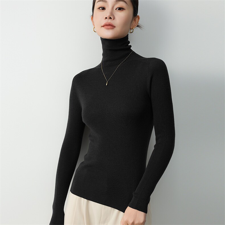 秋冬季羊毛高领扬子纱简约内搭休闲羊毛衫,女装羊毛衫,挚尚羊绒