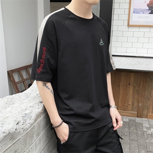 新款夏季短袖t恤男士宽松ins情侣半袖衣服五分袖打底衫DS350TP25